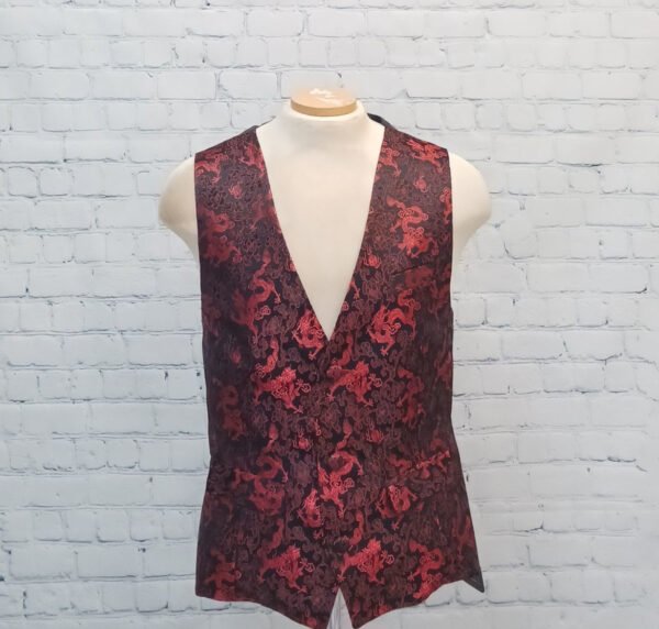 Black and Red Dragon Brocade Vest