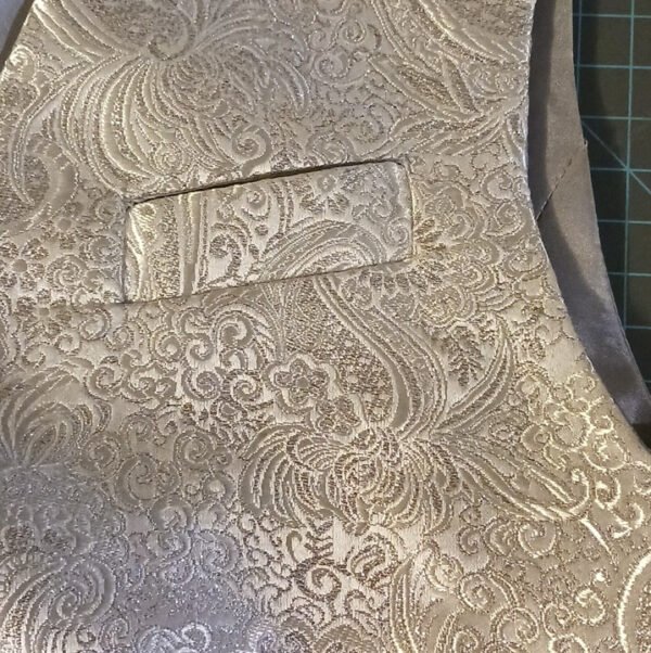 Metallic Silver Paisley on Silver Brocade Vest - Image 4