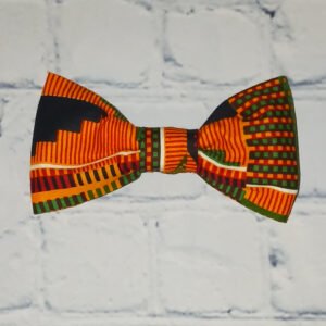 Orange Kente Print Clip-On Adult Bow Tie