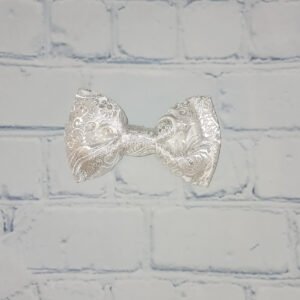 Metallic Silver Paisley on Silver Brocade Adult Clip-On Bow Tie