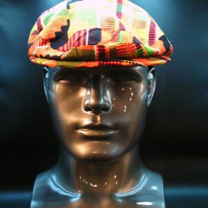 Orange Kente Print Flat Cap