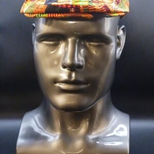 Orange Kente Print Flat Cap - Prototype - Front