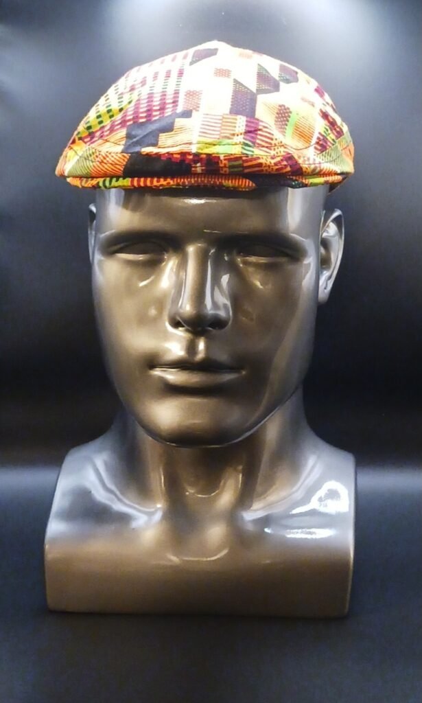 Orange Kente Print Flat Cap - Prototype - Front